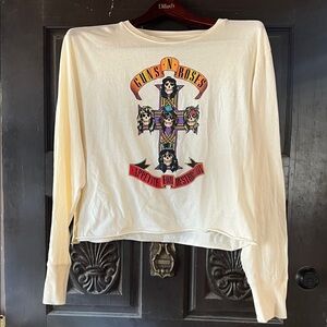 Guns N Roses Cream Long Sleeve Crop Tee XL